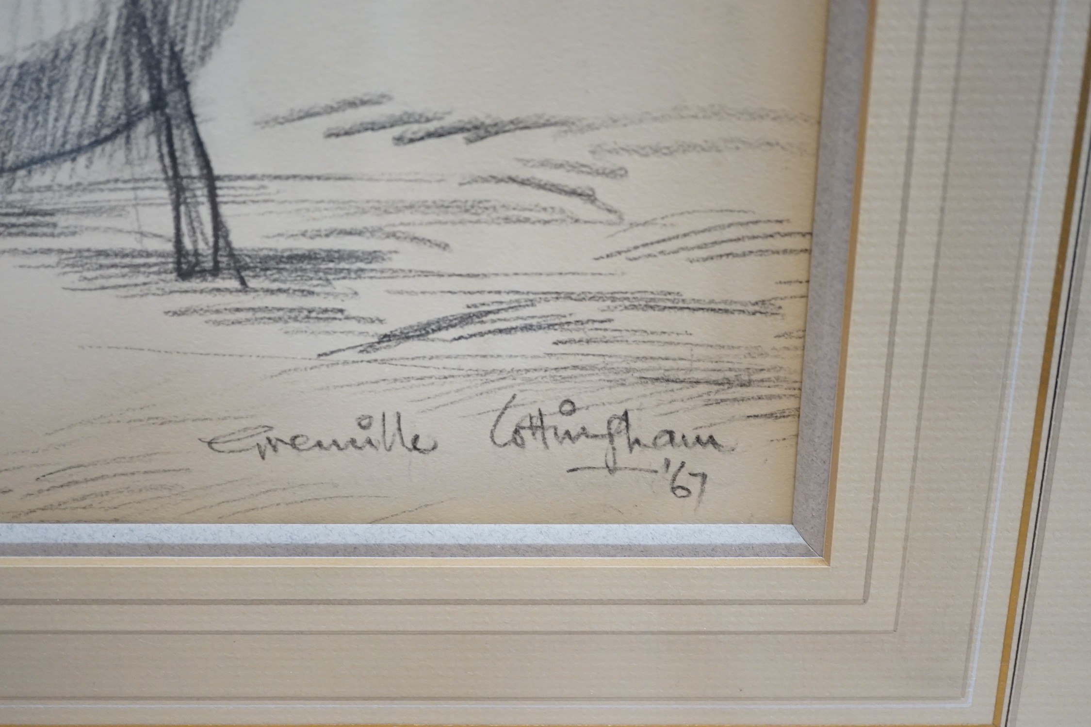 Grenville Cottingham (1943-2007), pencil drawing, 'Padstow', signed and dated '67, 40 x 30cm